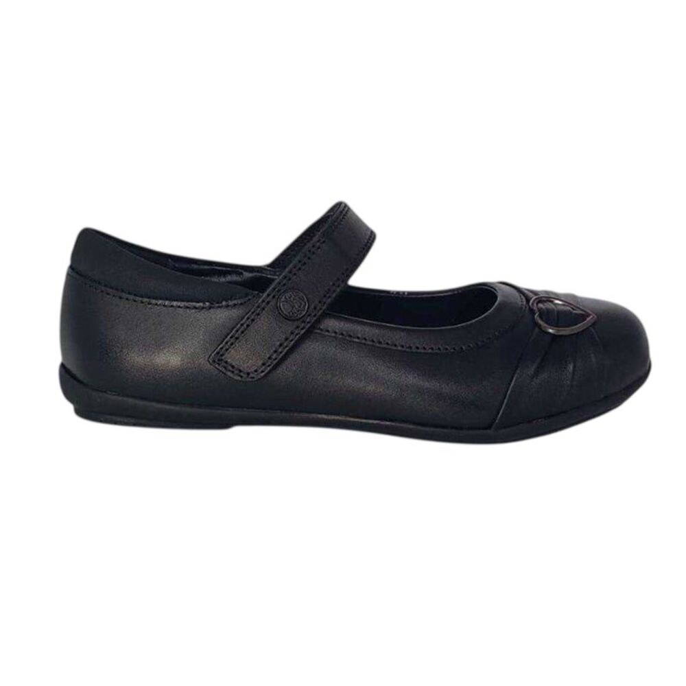 Pretty Green Girls Loreto Leather Cushioned Flat School Shoes / Black